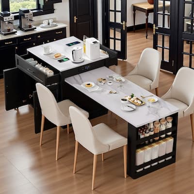 Betsy Kitchen Island with Extendable Dining Table for 4-6 Person