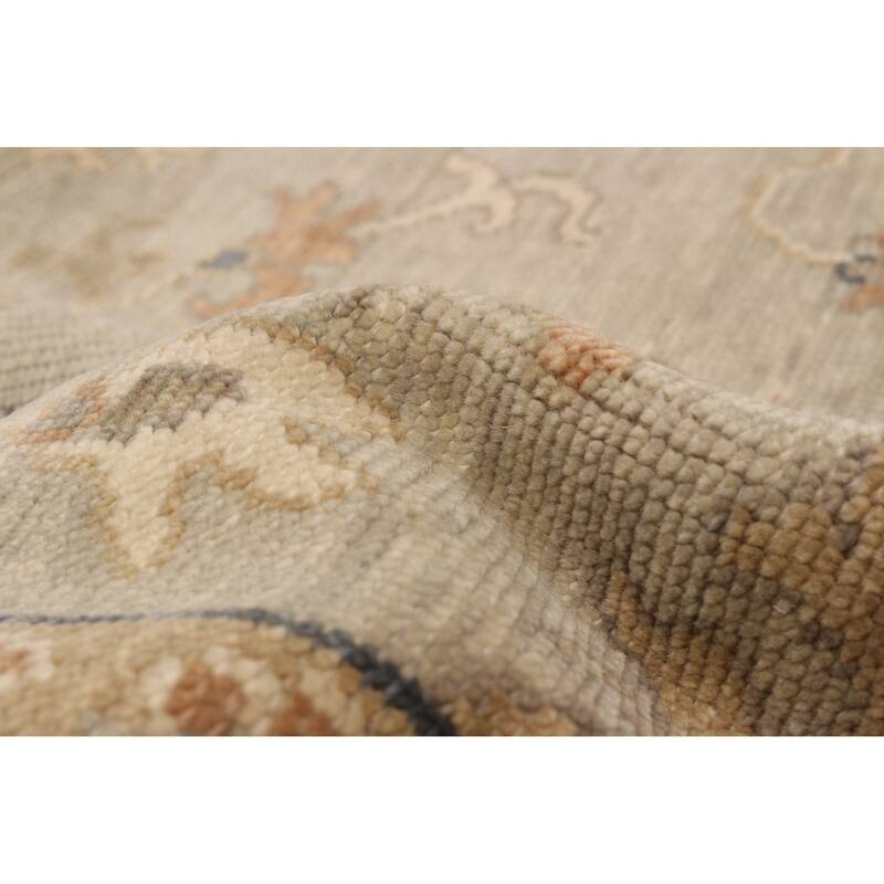 ECARPETGALLERY Hand-knotted Oushak Light Grey Wool Rug - 8'0 x 9'8