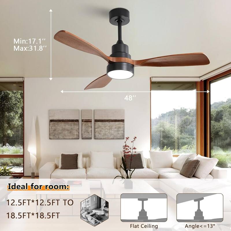 Modern Ceiling Fan With Light Smart Life APP Remote Control Timer For Alexa Google Bedroom Farmhouse