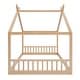 preview thumbnail 16 of 18, Montessori House-shape Bed Frame for Kids Toddler Floor Bed with Fence Headboard Footboard, Low Wooden Tent Bed Without Slats