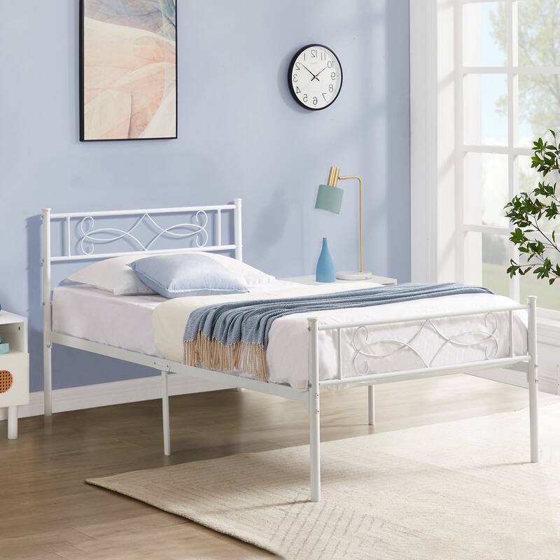 Javlergo Metal Platform Bed Frame with Headboard and Footboard, Under Bed Storage, Mattress Foundation No Box Spring Needed