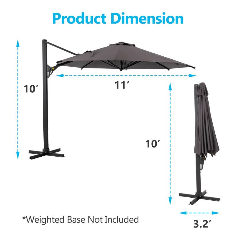 11ft Outdoor Cantilever Patio Umbrella (Base Not Included)