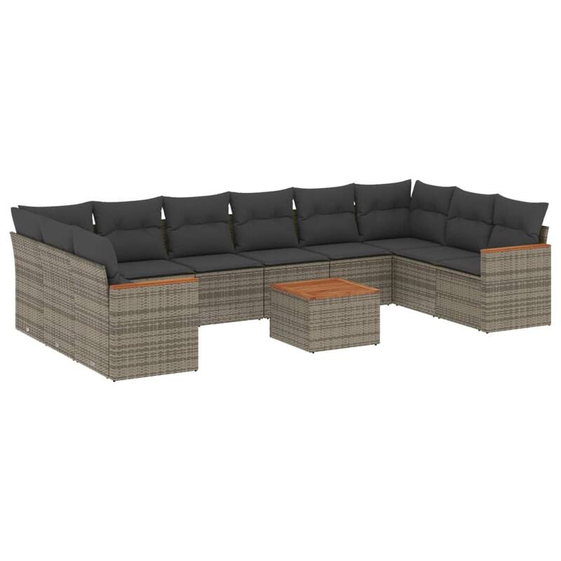 vidaXL Patio Sofa Set with Cushions Outdoor Conversation Furniture Poly Rattan - 24.4 x 24.4 x 27.2 in