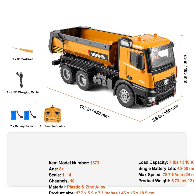 RC Dump Truck Toy for Toddlers Kids Boys and Girls Age 8+
