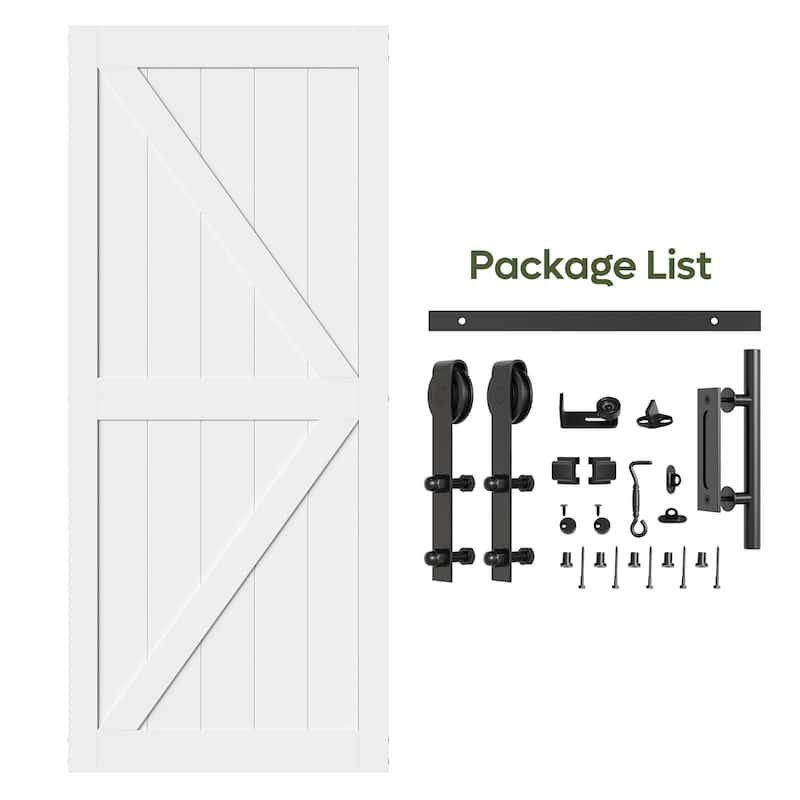 84 inch Height Modern Barn Door Sliding Wood Door with Installation Hardware Kit