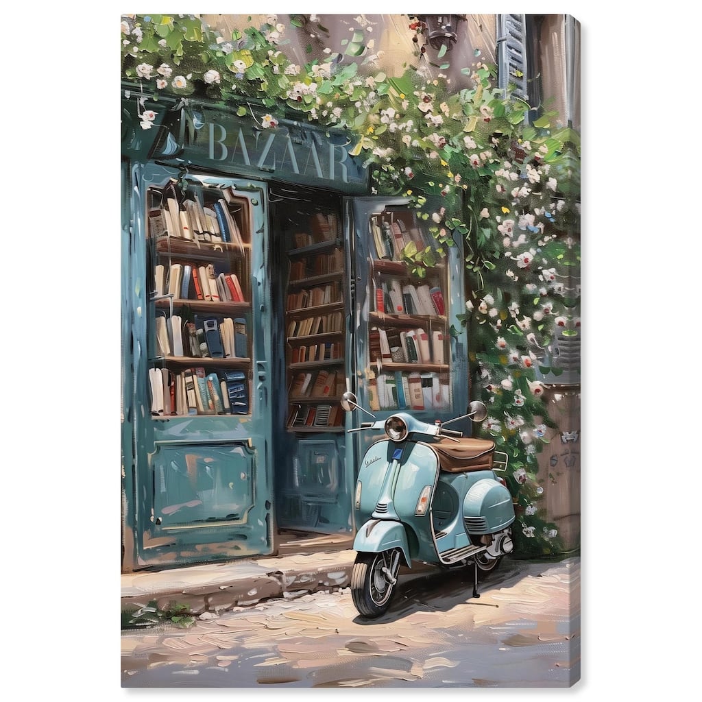 Quaint Bookstore Canvas by Art Remedy, Gallery Wrapped