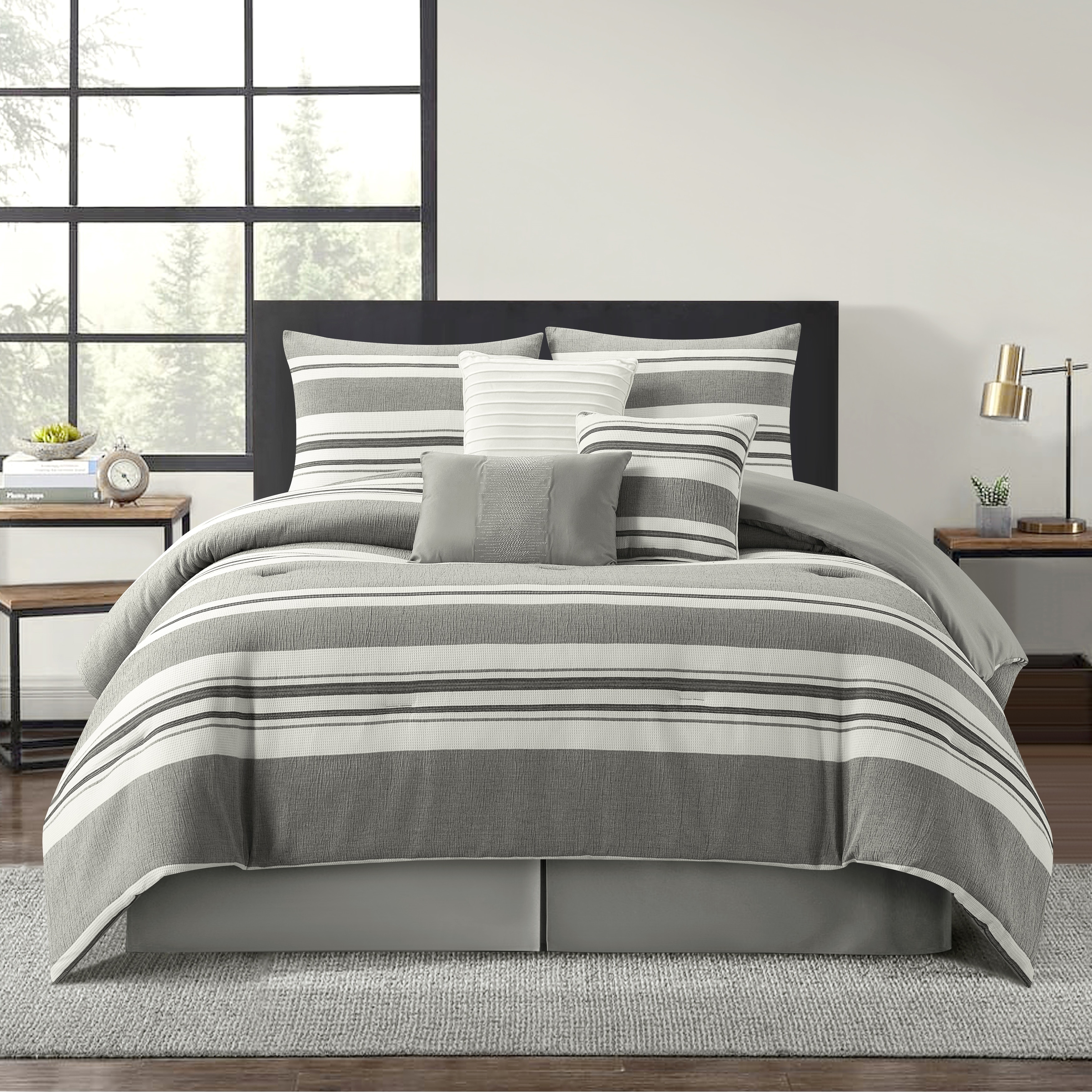 Nanshing Vada 7 Piece Striped Comforter Set