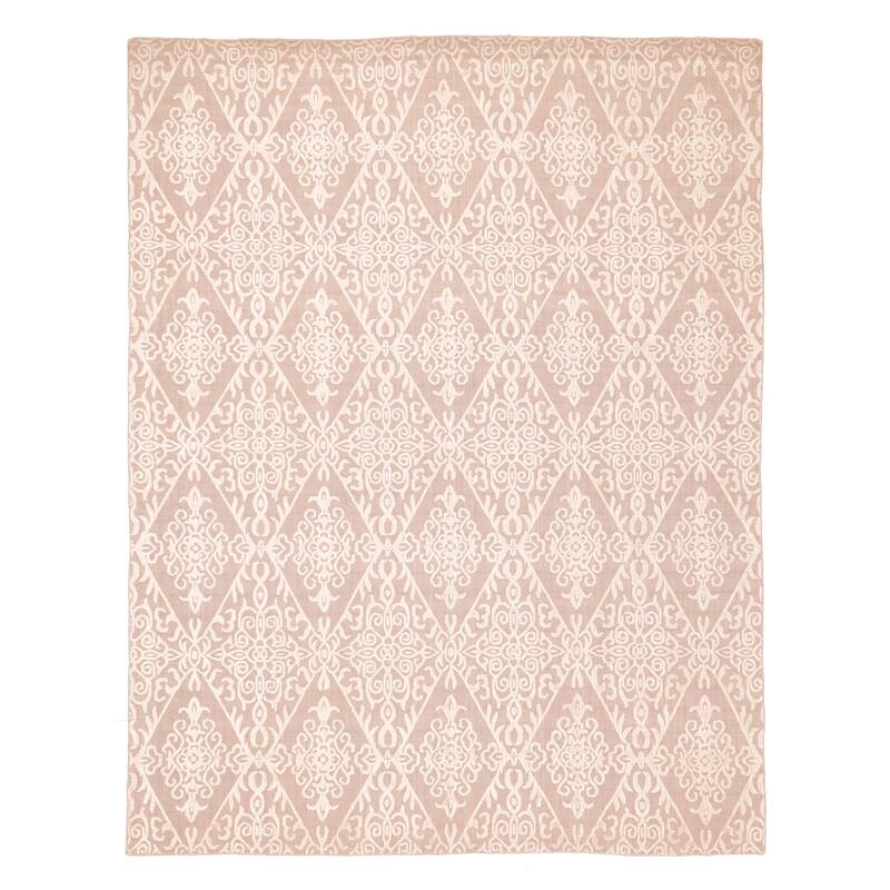 ECARPETGALLERY Hand Loomed Elysian Beige, Brown Viscose, Wool Rug - 8'0 x 10'5