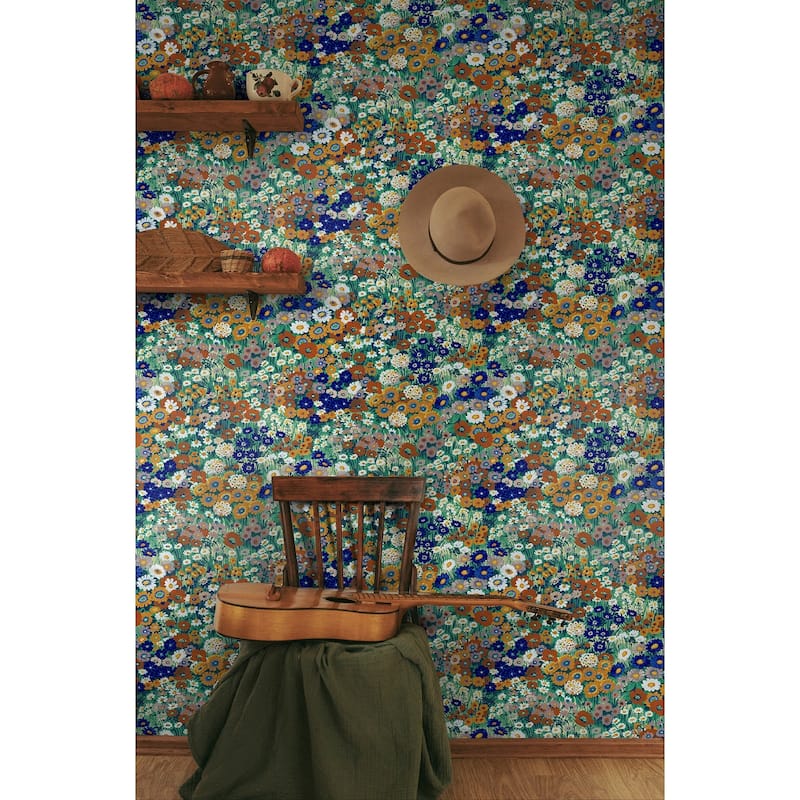 NextWall Floral Meadow Peel and Stick Wallpaper