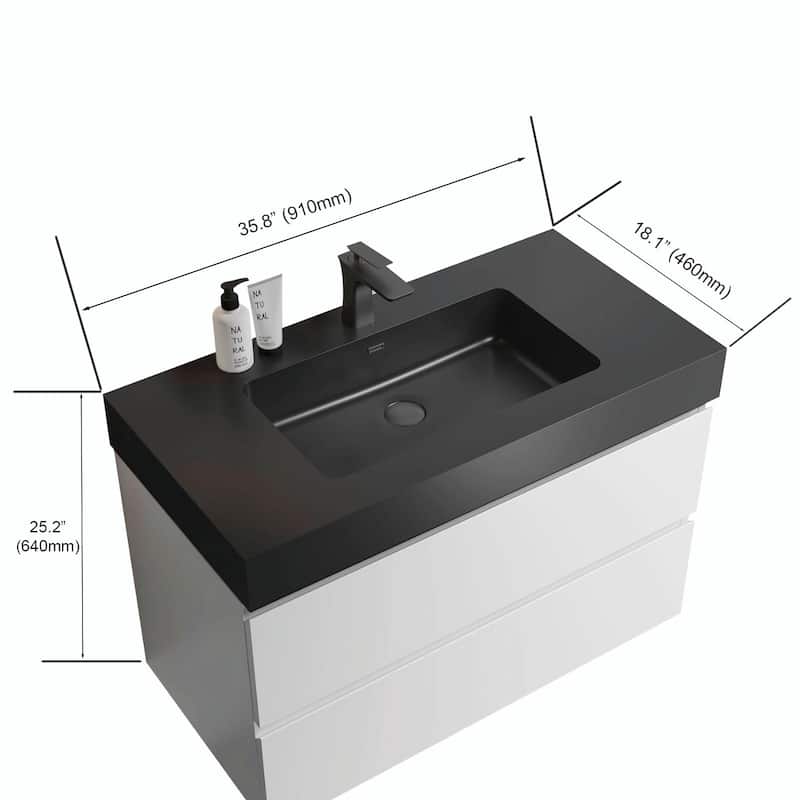 36"/30"/24" Floating Bathroom Vanity with Sink, Wall-Mounted Storage Cabinet