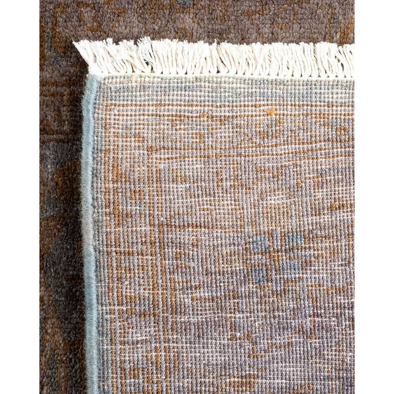 Overton Hand Knotted Wool Vintage Inspired Modern Contemporary Overdyed Gray Runner Rug - 2' 8" x 12' 8"