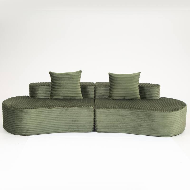 Moon Bay Lounge Couch Curved Sectional Sofa Corduroy Compressed Sofa