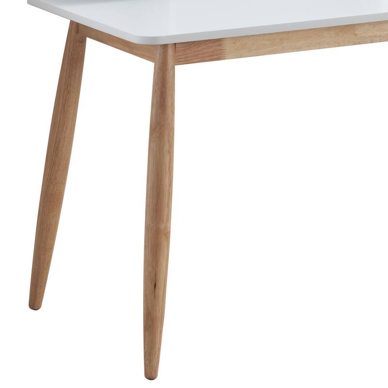 Modern Writing Computer Desk with Hutch Shelves and 4 wood Legs for Small Home Office or Study Rooms