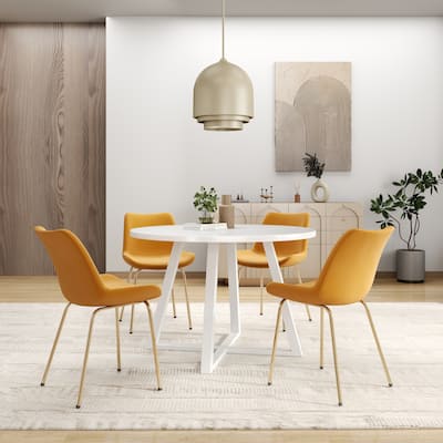 Avant 5-Piece Round Dining Set, Trestle Dining Table with 4 Side Chairs for Small Spaces Dining Room Restaurant