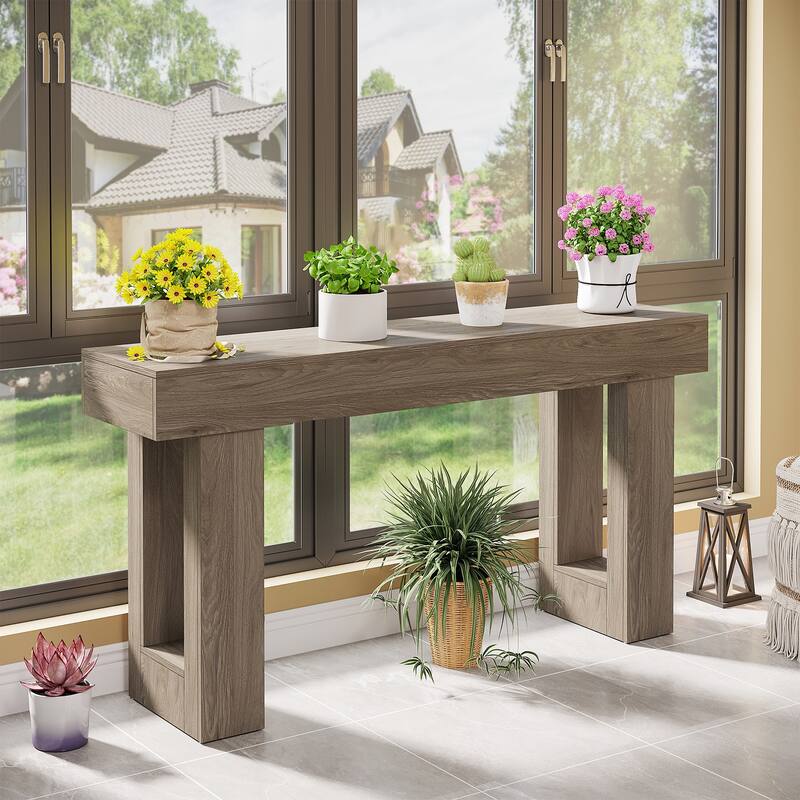 Farmhouse Console Table, 63-Inch Long Narrow Sofa Table Behind The Couch