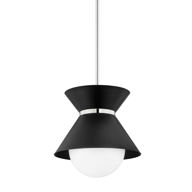 Scout - 1 Light Pendant - Small - Soft Black/Polished Nickel