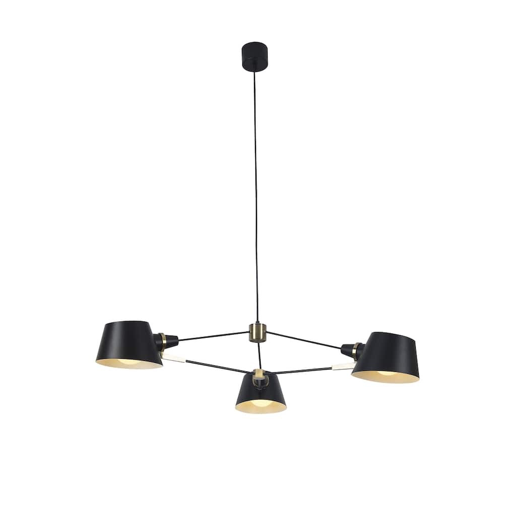 Industrial 3-Light Black Aluminum Chandelier