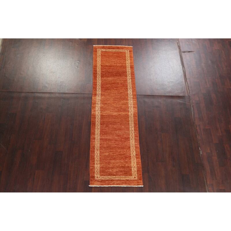 Orange Gabbeh Kashkoli Oriental Runner Rug Wool Hand-knotted Carpet - 2'8" x 9'4"