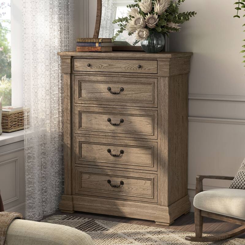 Furniture of America Wacine 6-Piece Weathered Grey Solid Wood Panel Bedroom Set