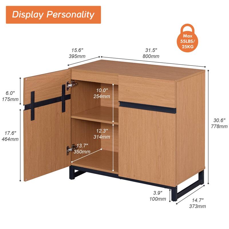 WAMPAT Modern TV Stand with Storage Cabinets for Living Room,Bedroom,Brown
