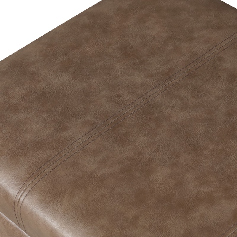 Adeco Faux Leather Storage Ottoman for Living Room Footstool