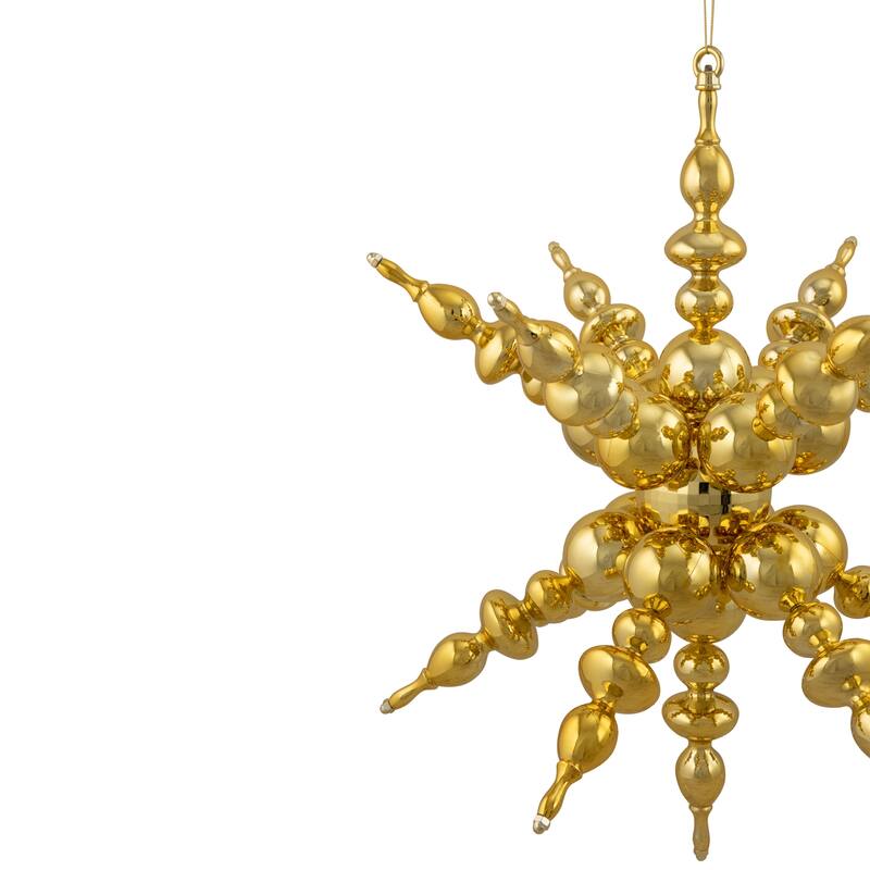 Shiny 3D Sunburst Snowflake Commercial Christmas Ornament - 24" - Gold