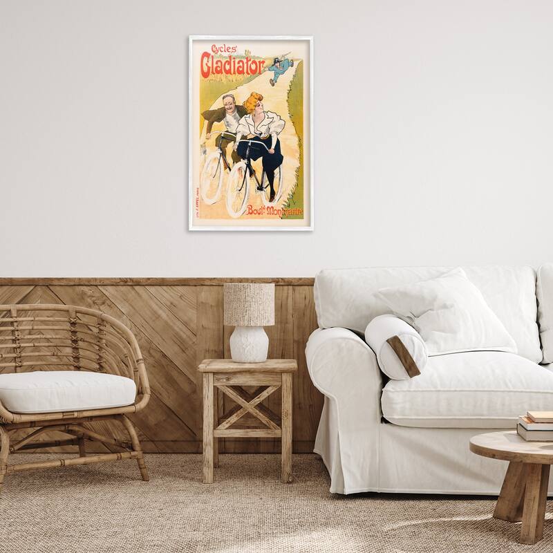 Stupell Vintage Cyclists Poster Framed Giclee Art Design By Marcus Jules