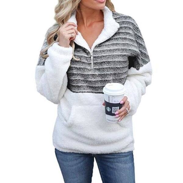 Women S Cozy Oversize Fluffy Fleece Sweatshirt Pullover Outwear Overstock