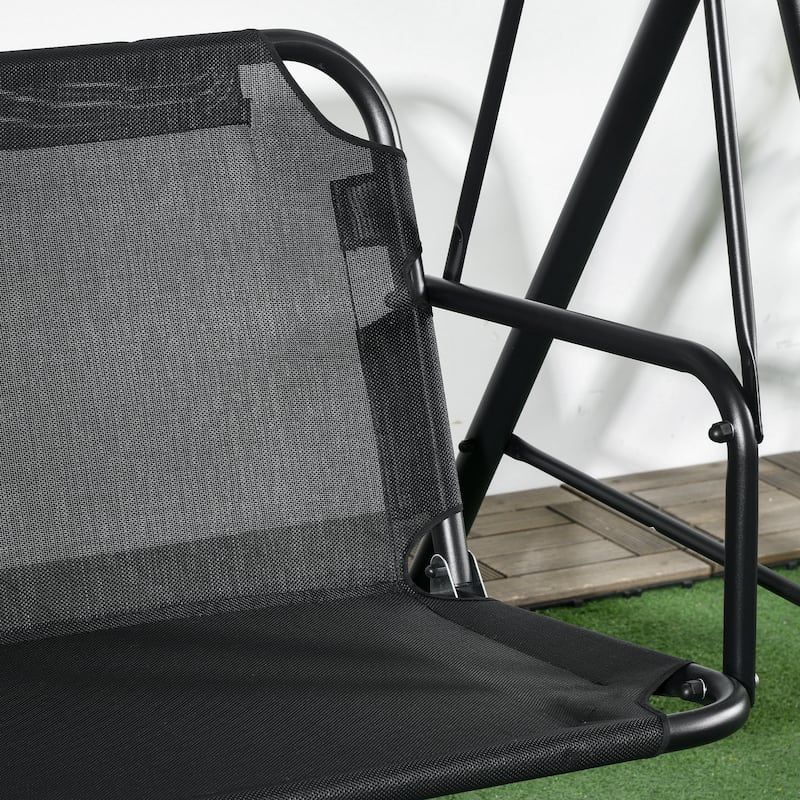 Steel 3-Seat Patio Swing with Stand and Removable Cushion - Outdoor Canopy Swing (529lb Capacity)