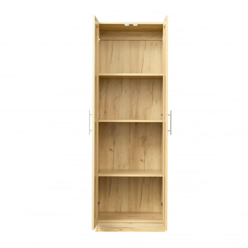 High wardrobe and kitchen cabinet with 2 doors and 3 partitions to separate 4 storage spaces