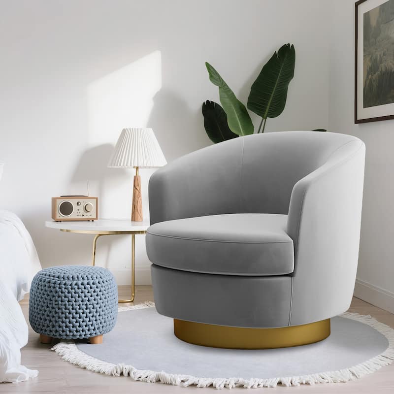 360 Degree Velvet Swivel Club Chair, Soft & Comfotable