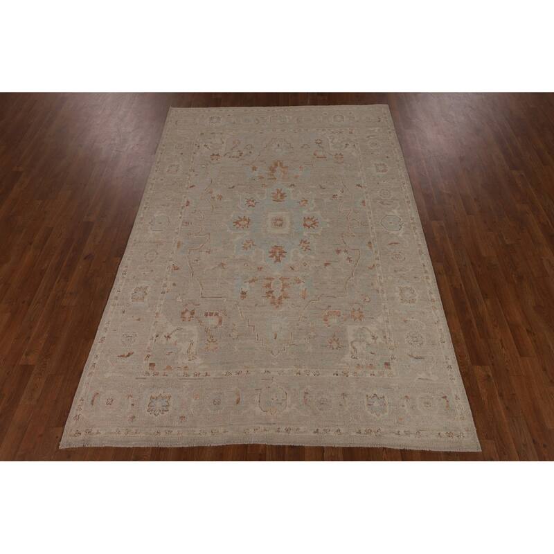 Floral Vegetable Dye Oushak Turkish Large Rug Hand-Knotted Wool Carpet - 10'3"x 13'9"