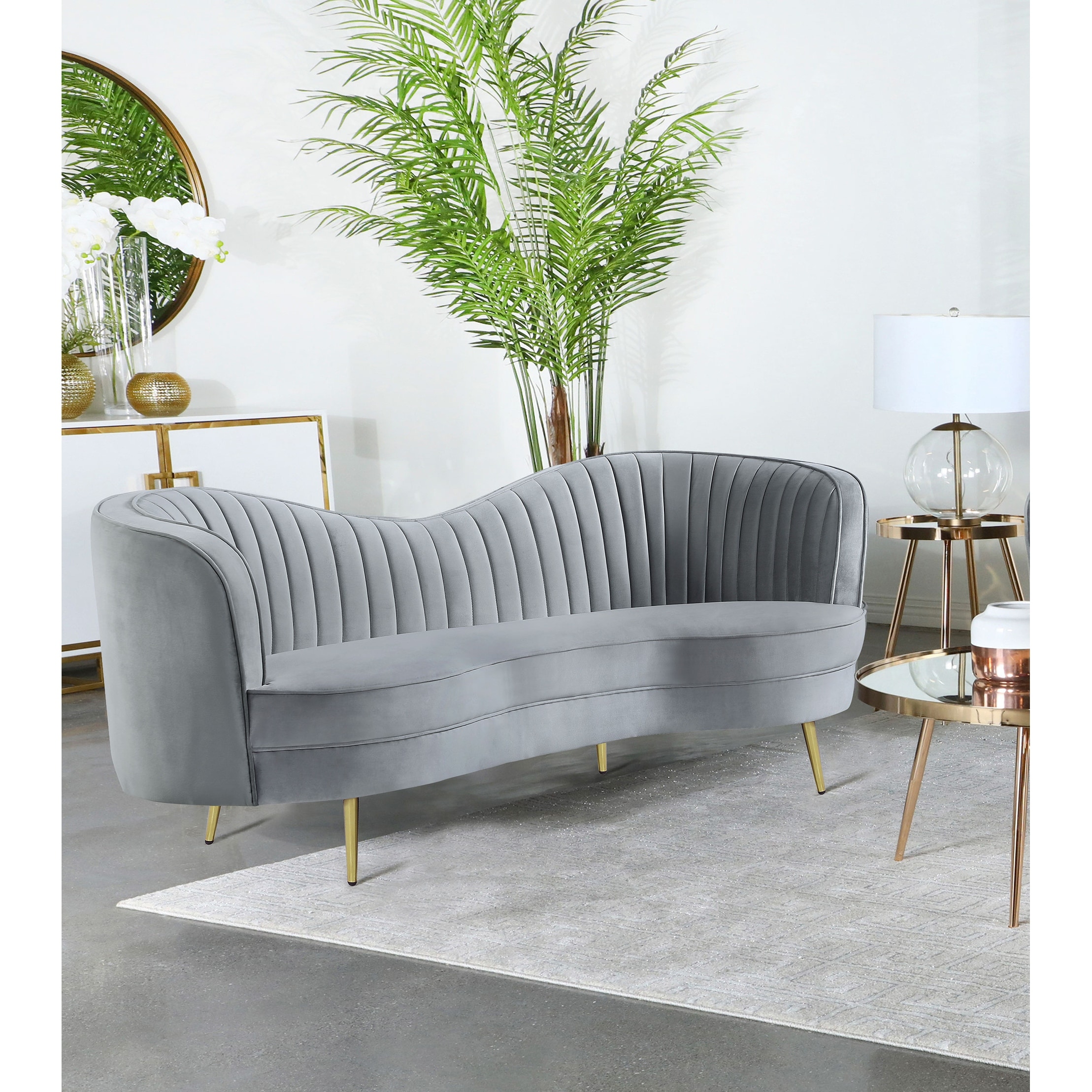 Sophia Upholstered Channel Tufted Loveseat Grey
