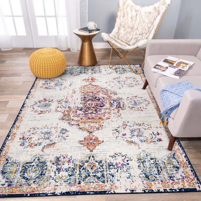 World Rug Gallery Vintage Distressed Boho Oriental Area Rug