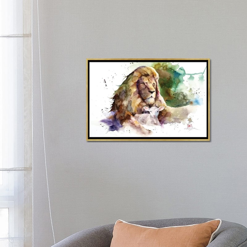 iCanvas "Lion and Lamb" by Dean Crouser Framed Canvas Print