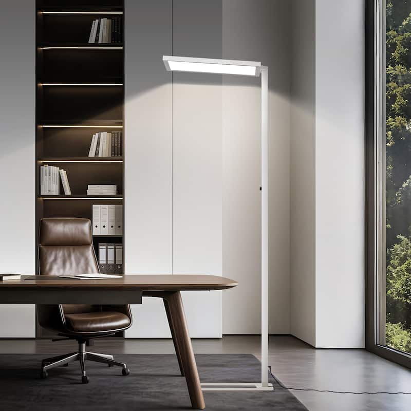 98-In Dimmable LED Reading Floor Lamps 4000K Simple Aluminum Body include LED Bulb-White