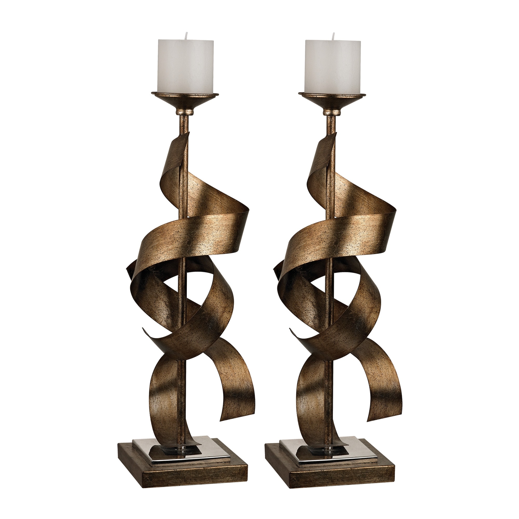 Sterling Industries 112-1148/S2 Metal Sculpture Candle Holders - Set of Two  - Roxford Gold - Bed Bath \u0026 Beyond - 16559779, image size:2000x2000