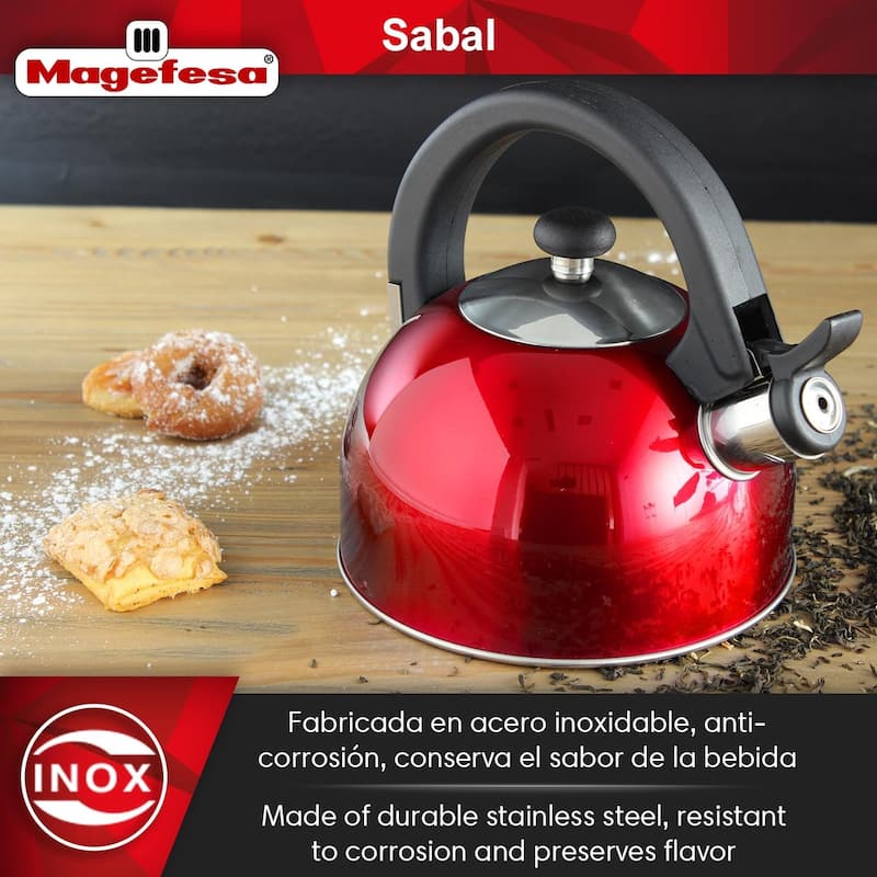 Magefesa Sabal Red Stainless Steel 2.1-quart Tea Kettle