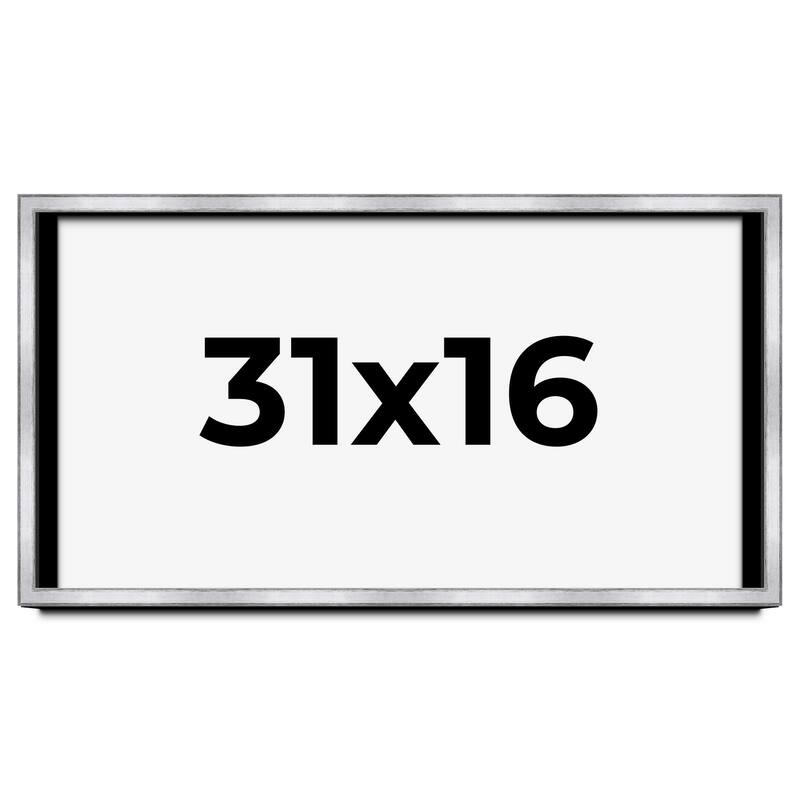 31x16 Shadow Box Frame Silver | 1.375 Inches Deep Real Wood