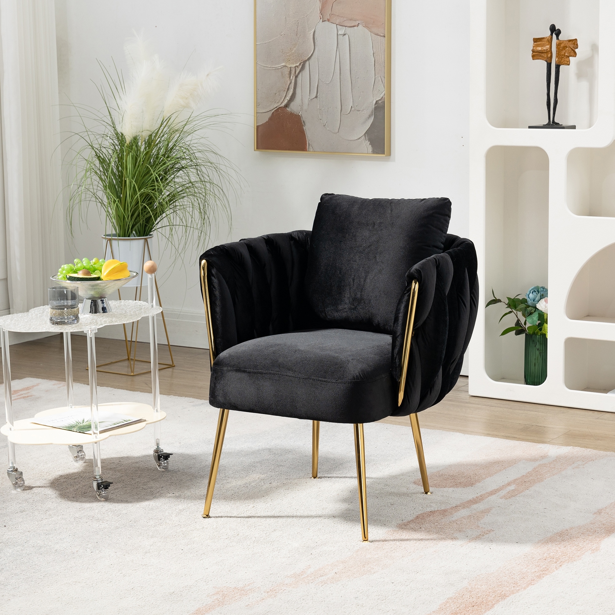 Black velvet shop bedroom chair