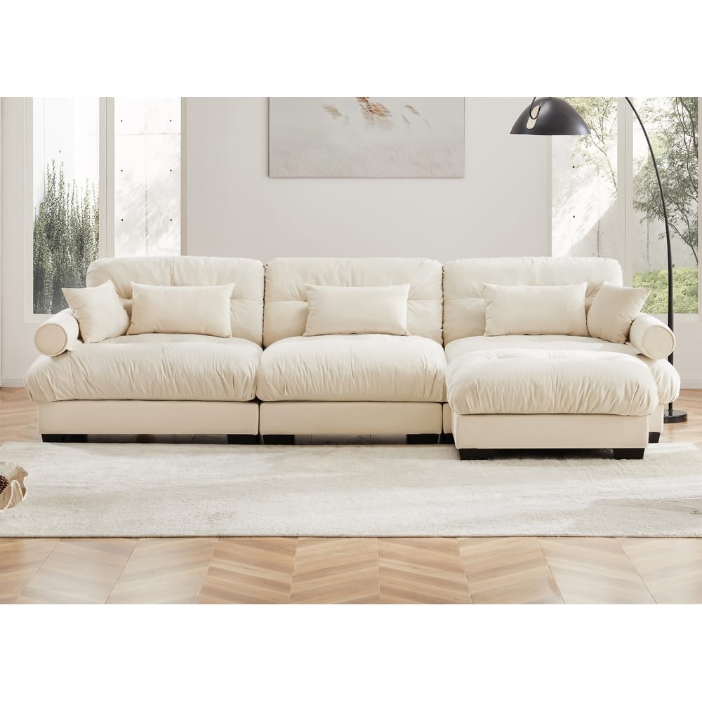 Comfort Convertible Modular Velvet Sectional Sofa Cloud Couch for Living Room