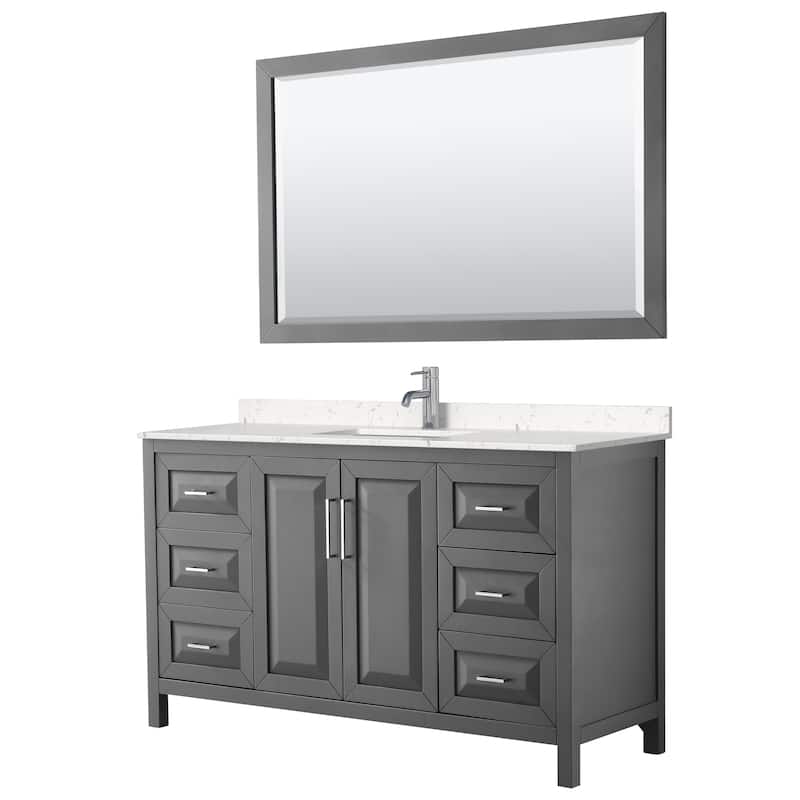 Daria 60 Inch Single Vanity, Cultured Marble Top, 58 Inch Mirror