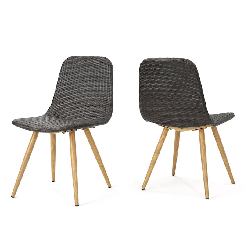 Stylish and Functional Outdoor Dining Chairs(Set of 2) - Brown Multi
