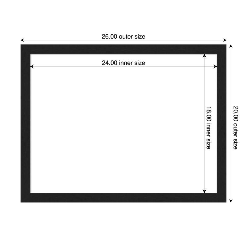 Amanti Art Grace Brushed Gold Narrow Framed Dry Erase Magnetic Board - 26 x 20 in - Grace Brushed Metallic Black Narrow