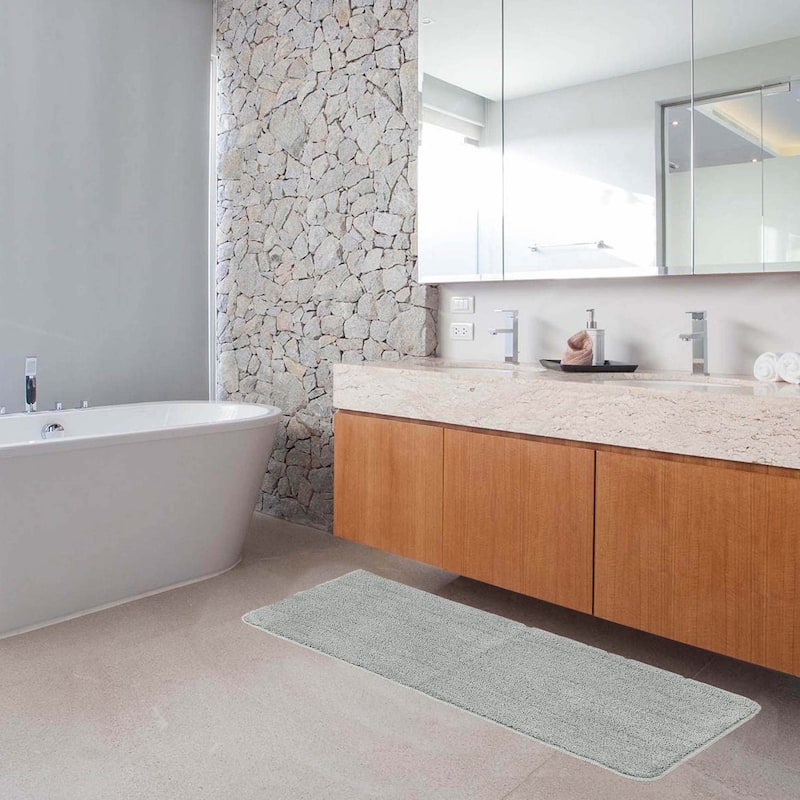 Microfiber Polyester Double Sink Bath Mat Runner - 48"L x 20"W