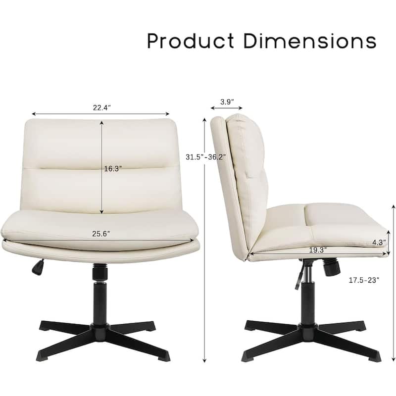 BOSSIN Criss Cross Chair Armless Office Desk Chair No Wheels,PU Leather Padded Modern Swivel Vanity Chair office chair
