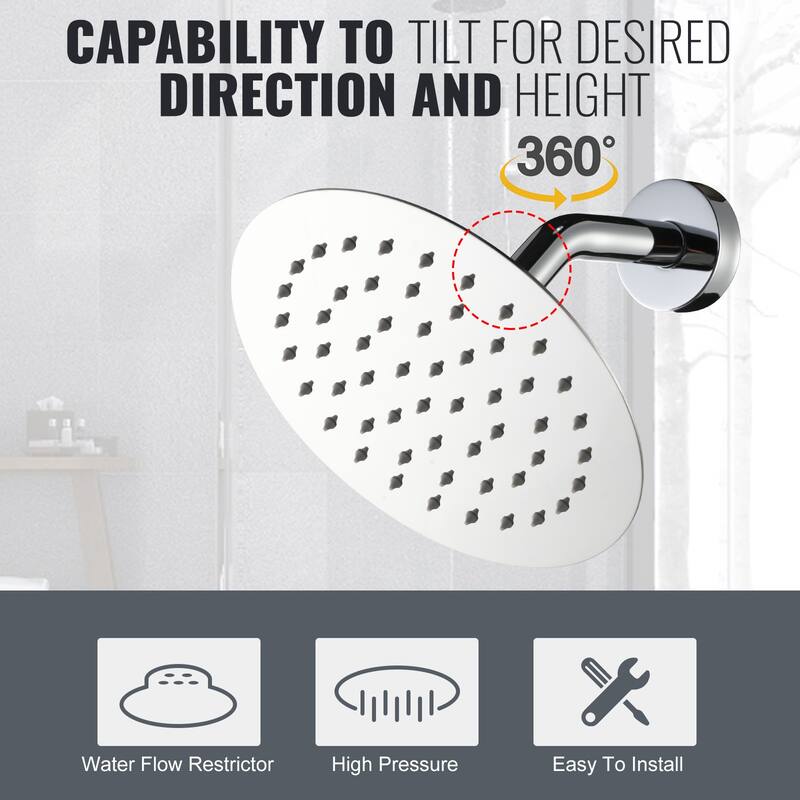 WOWOW Wall Mounted Bathroom Shower Faucet Valve Included