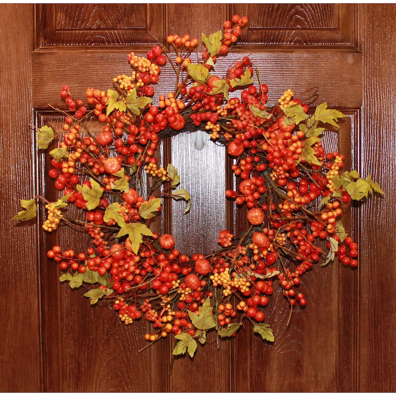 24" Fall Berries & Mini Pumpkin Wreath