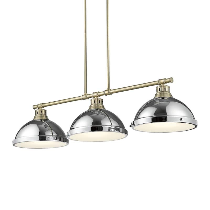 Yep by Golden Lighting Duncan 3-light Island Light in Aged Brass and Chrome shade