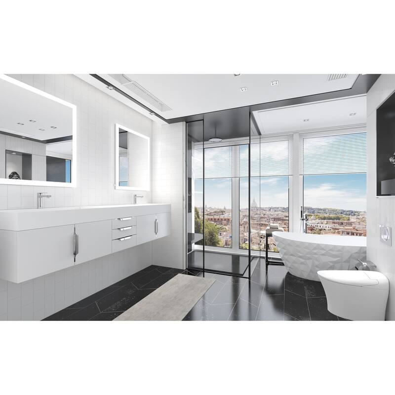 Amazon 84" Wall Mounted Double Bathroom Vanity Set w/ White Top